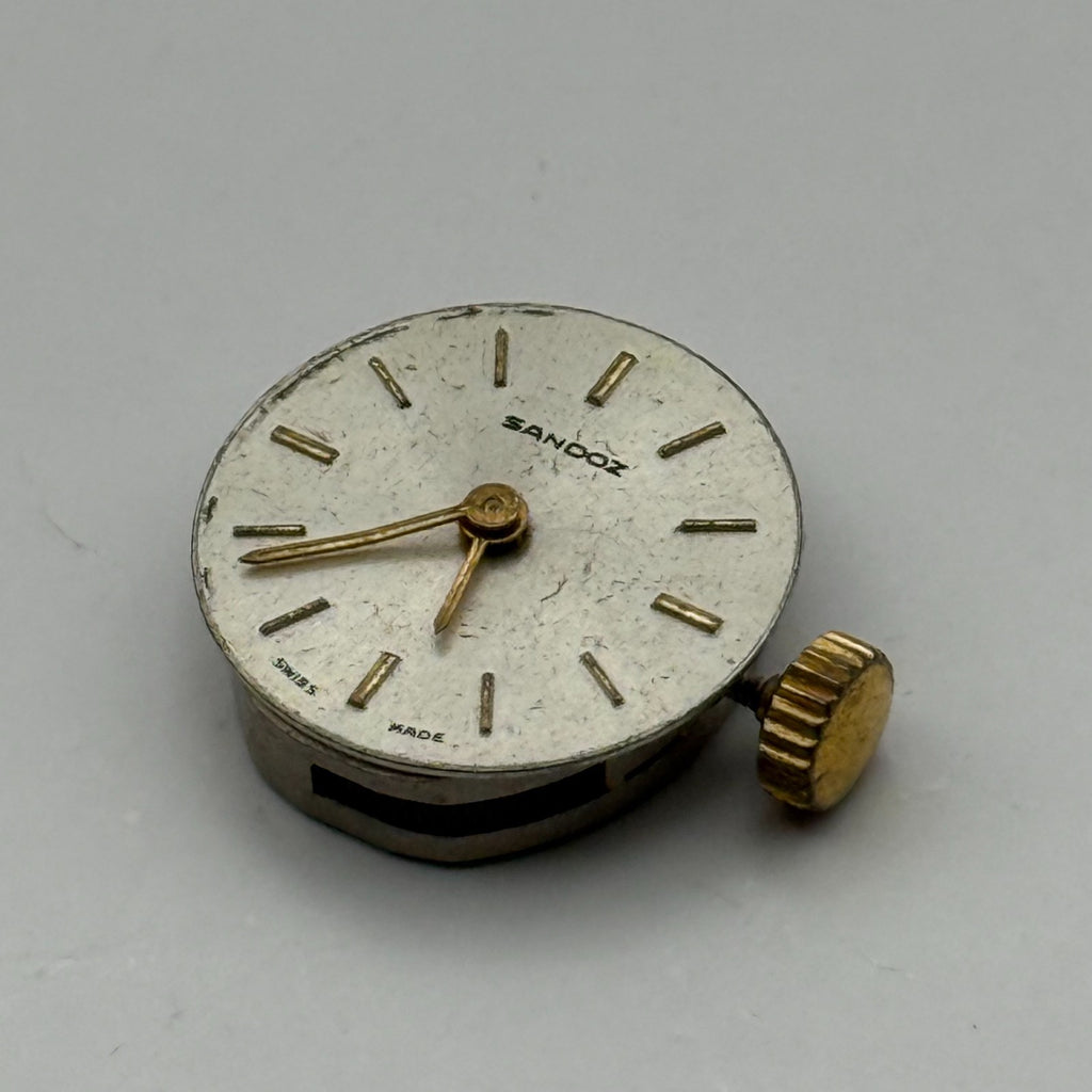 FE 68E4 Watch Movement Sandoz 17 Jewels Swiss Manual Wind Parts Repair 13.1mm