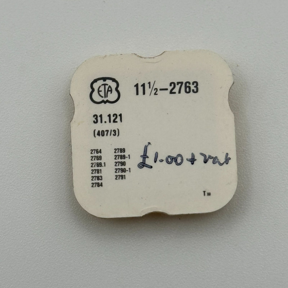 ETA 2763 Cannon Pinion - 11 1/2 - 407/3 - New Old Stock - Watch Parts