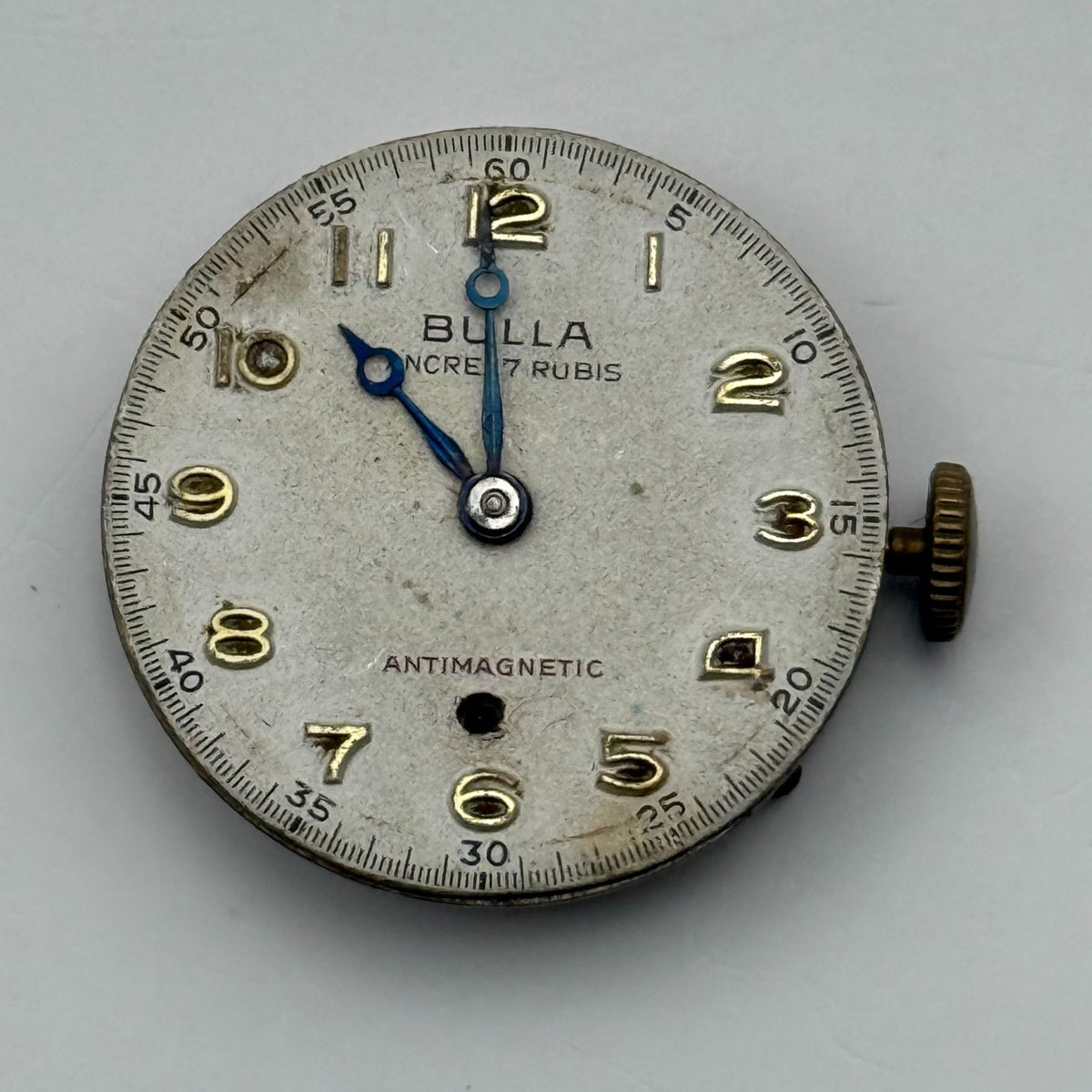 Bulla Watch Movement 17 Rubis Antimagnetic Manual Wind Vintage Parts Repair 22mm