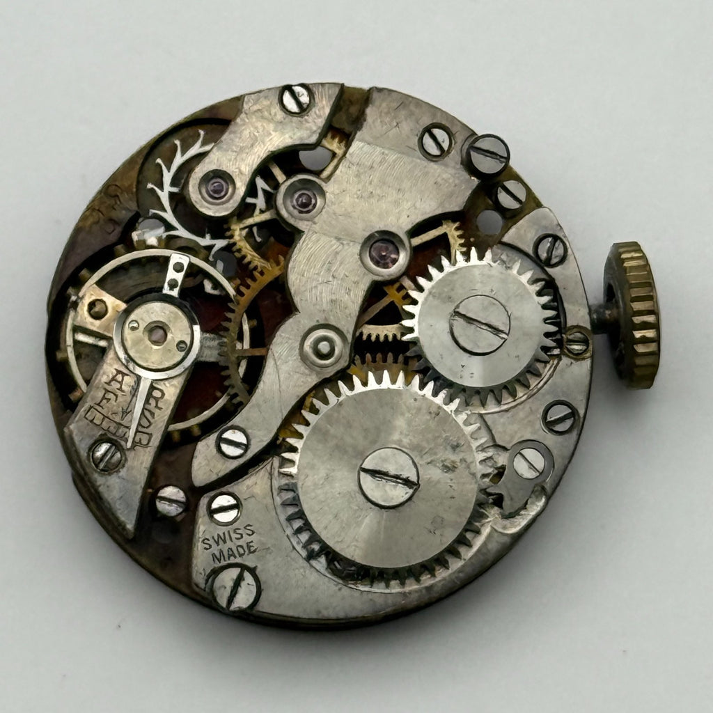 Unidentified Watch Movement Running Swiss Made Manual Wind Parts Repair 23.6mm