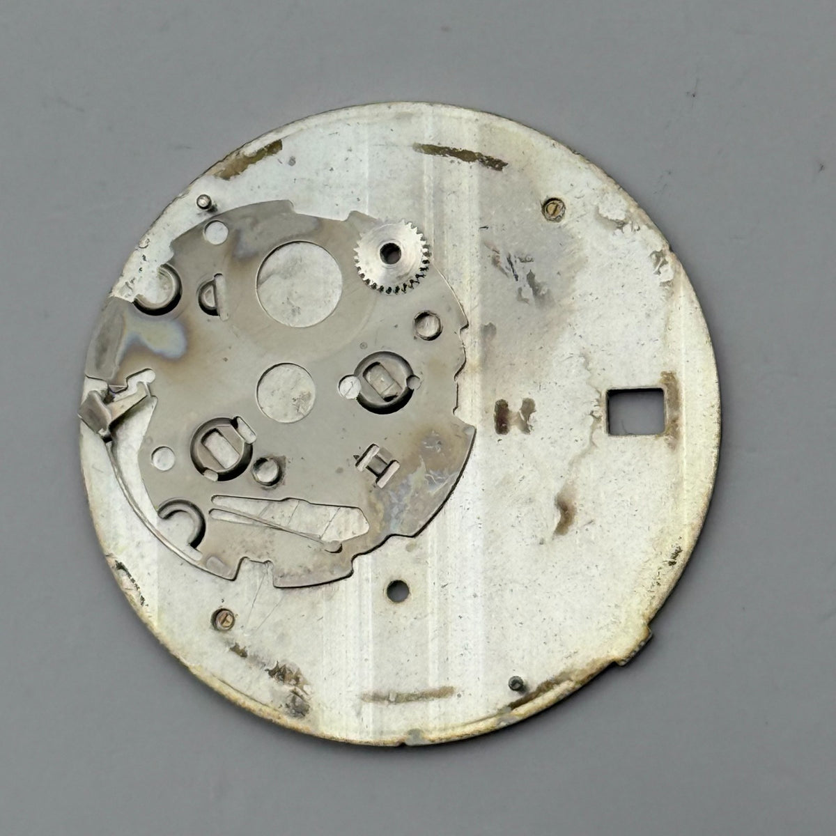Seiko 7T32 Watch Dial Chronograph Alarm 50M Silver Grey Parts Repair 27.4mm