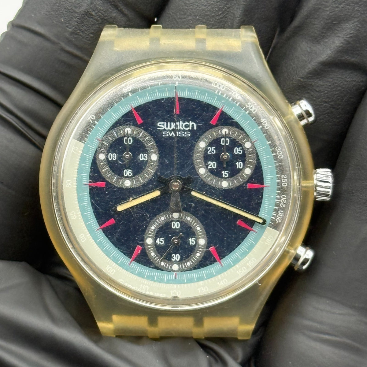 Vintage Swatch Chrono Watch SCK100 Wild Card 1992 ETA Quartz Swiss 39mm Parts 