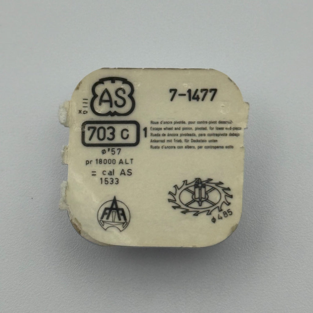 AS 1477 Escape Wheel & Pinion - 7 - 703C - New Old Stock - Watch Parts