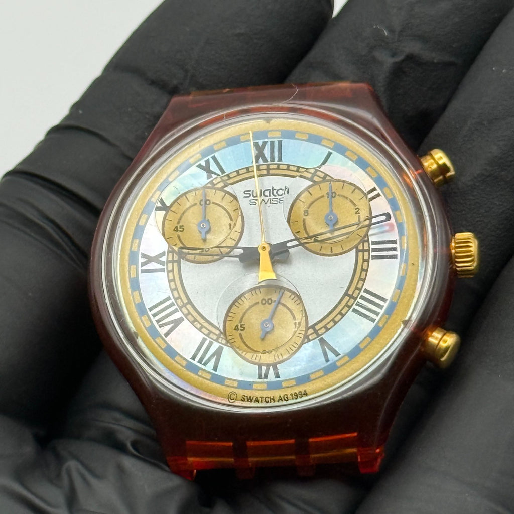Vintage Swatch Chrono Watch SCF100 Romain 1994 ETA Quartz Swiss 40mm Parts