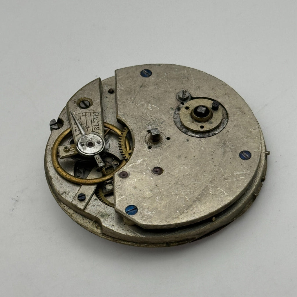 Antique Key Wound Roman Numerals Pocket Watch Movement Dial Parts Repair 47.5mm