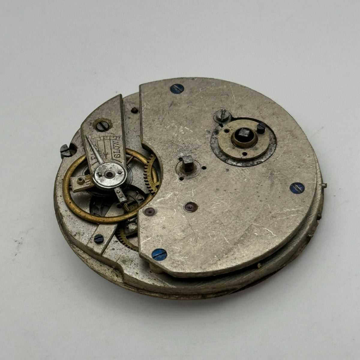 Antique Key Wound Roman Numerals Pocket Watch Movement Dial Parts Repair 47.5mm
