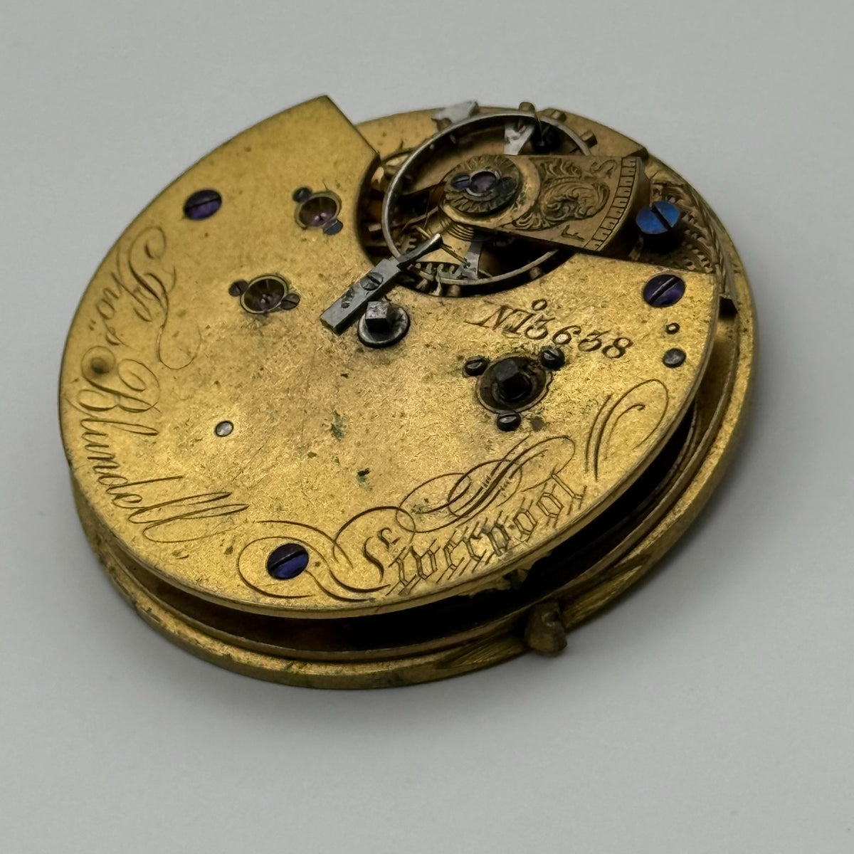 Thomas Blundell Liverpool Pocket Watch Movement - Lever - Running / Parts 42.7mm