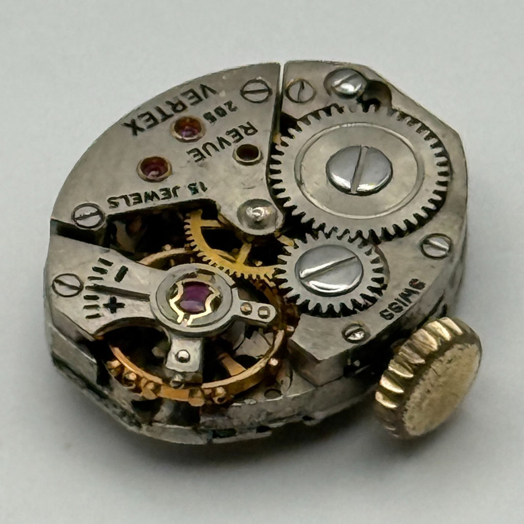 Vertex Revue 205 Watch Movement - Ladies 15 Jewels 15.4m - For Parts / Repair