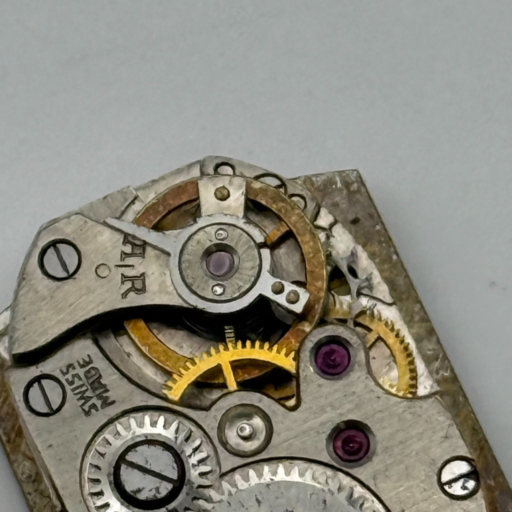 Unidentified Watch Movement Emes Cylinder Swiss Manual Wind Parts Repair 12.6mm
