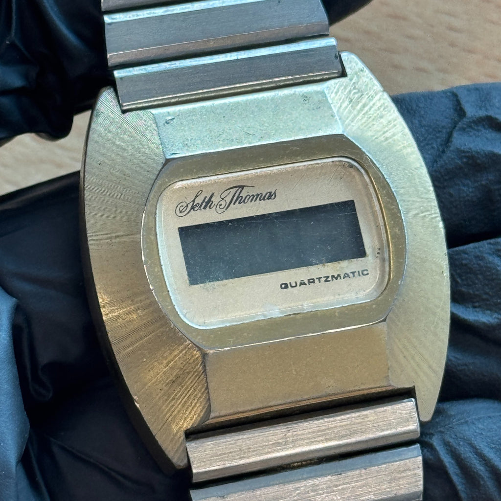 Seth Thomas Quartzmatic Watch - Rare Vintage Digital - Running To Restore - 38mm