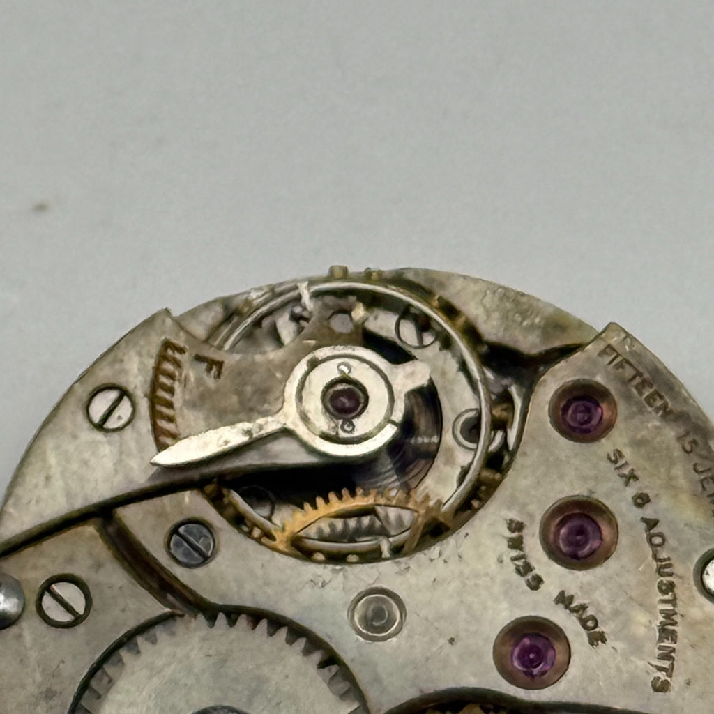 Meridian Regd Watch Movement 15 Jewels 6 Adjustments Manual Wind Parts 23.6mm