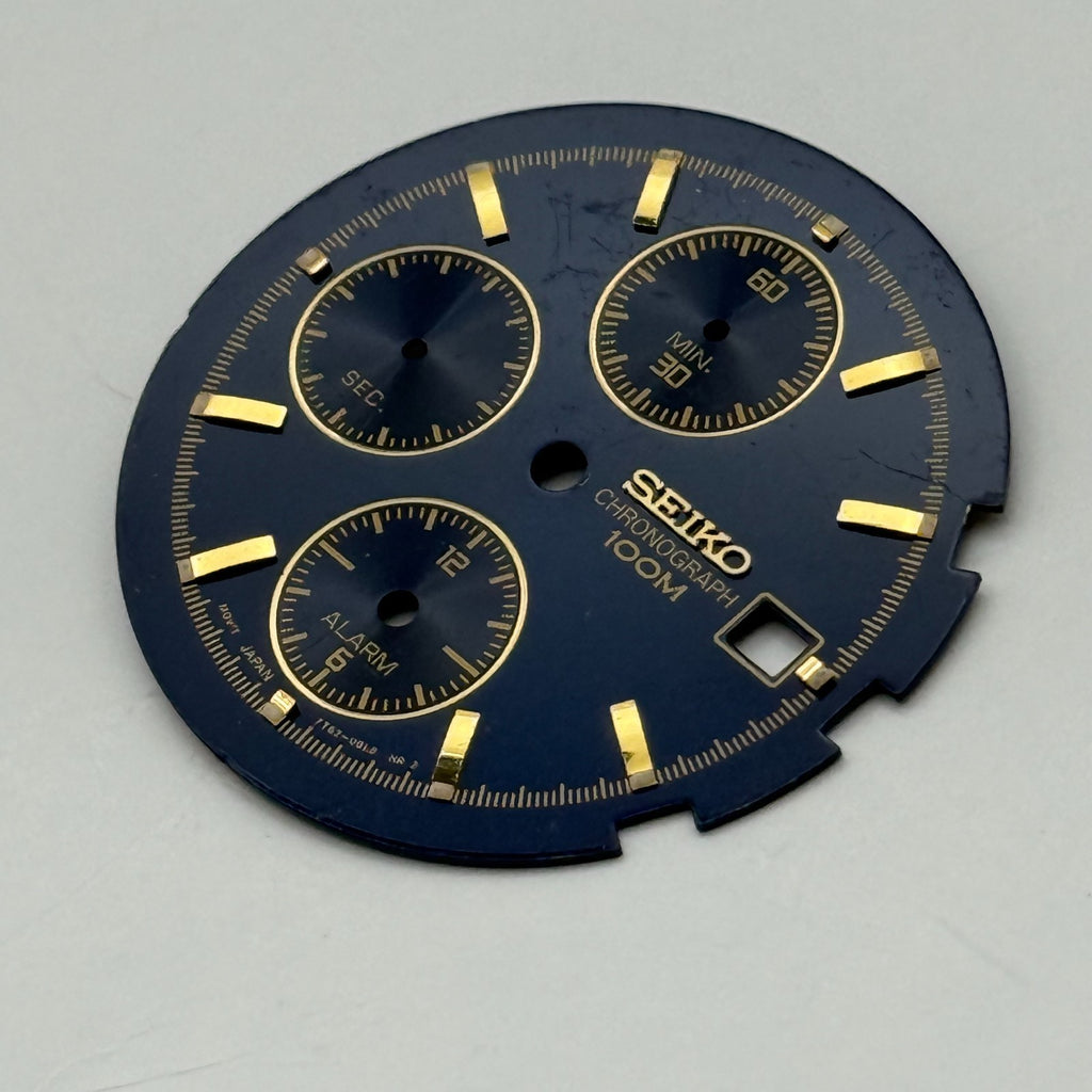 Seiko Watch 7T62-0BL8 Dial Chronograph Alarm 100M Black Spare Parts Repair 30mm
