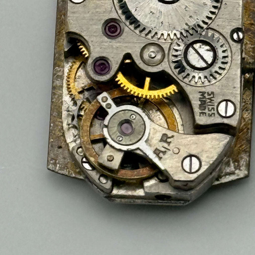 Unidentified Watch Movement Emes Cylinder Swiss Manual Wind Parts Repair 12.6mm