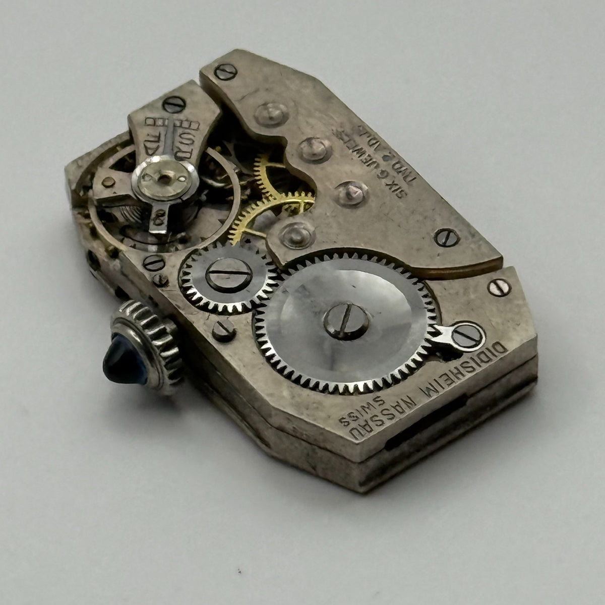 Didisheim-Nassay 227 Watch Movement Cabochon Crown Nassau 6J Swiss Parts 14.8mm