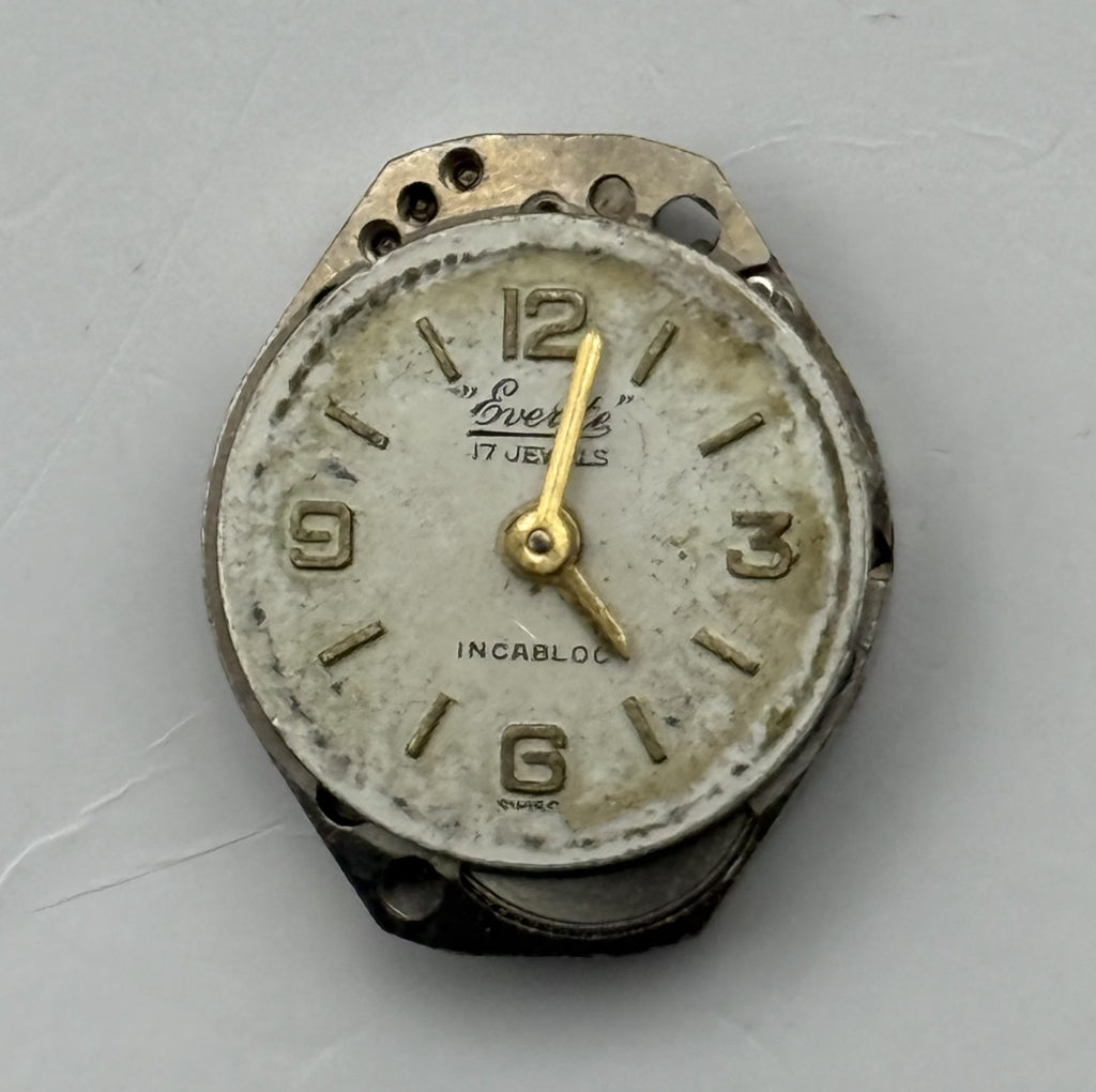 FHF 69 Watch Movement Everite 17 Jewels Swiss Manual Wind Parts Repair 15.3mm