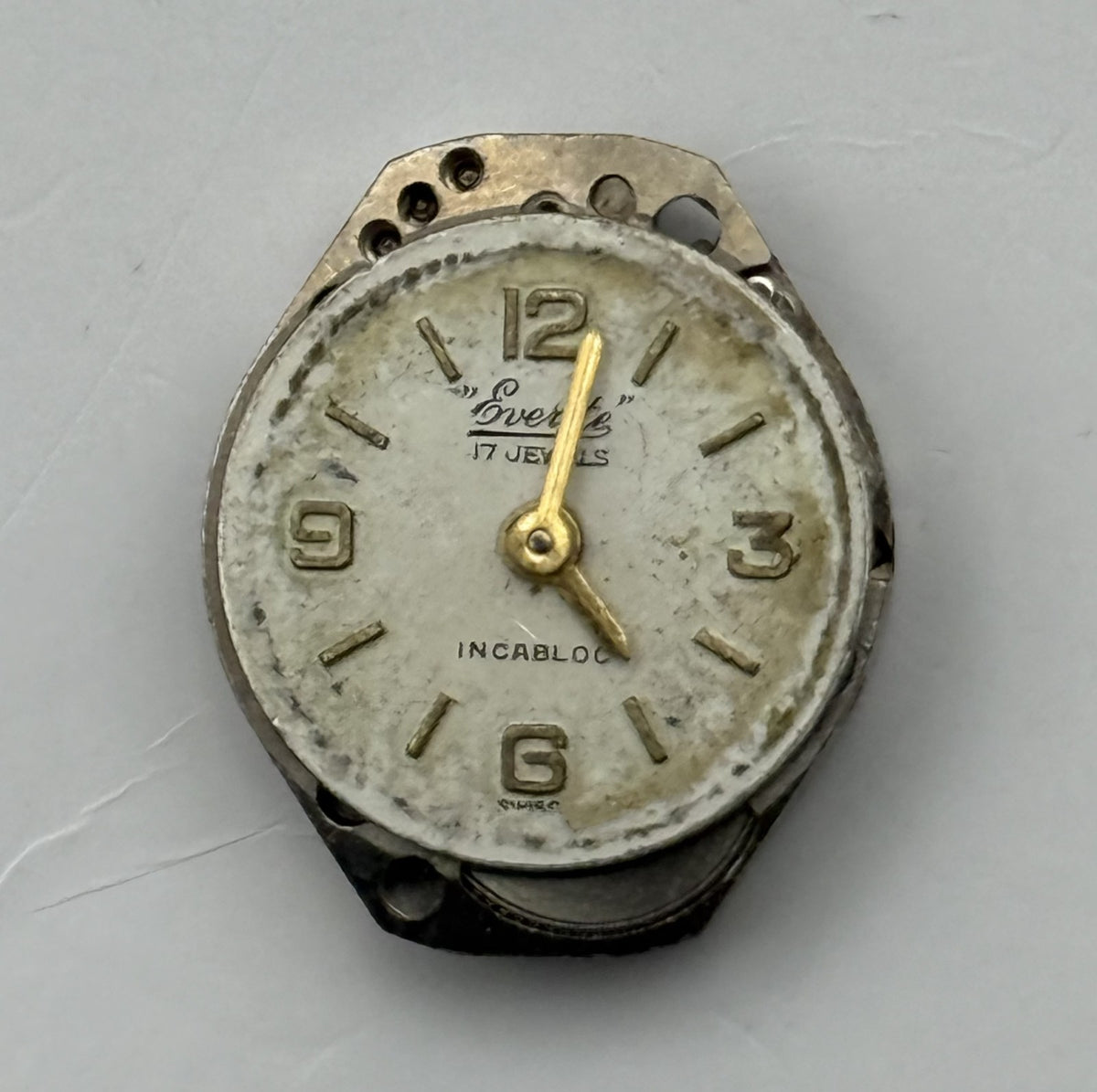 FHF 69 Watch Movement Everite 17 Jewels Swiss Manual Wind Parts Repair 15.3mm