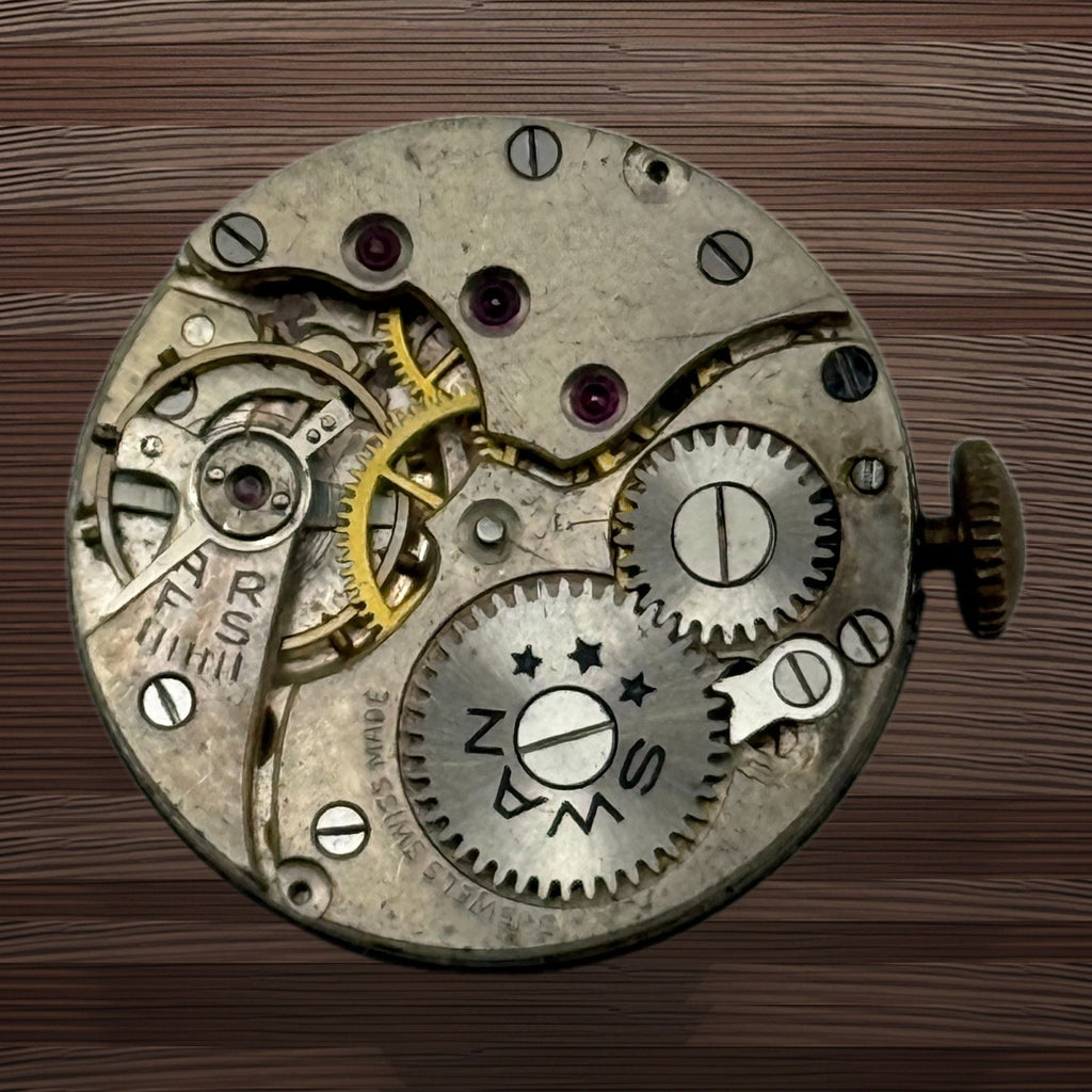 RWT Watch Movement - Record Swan 15 Jewels - For Parts / Repair - 21.7mm