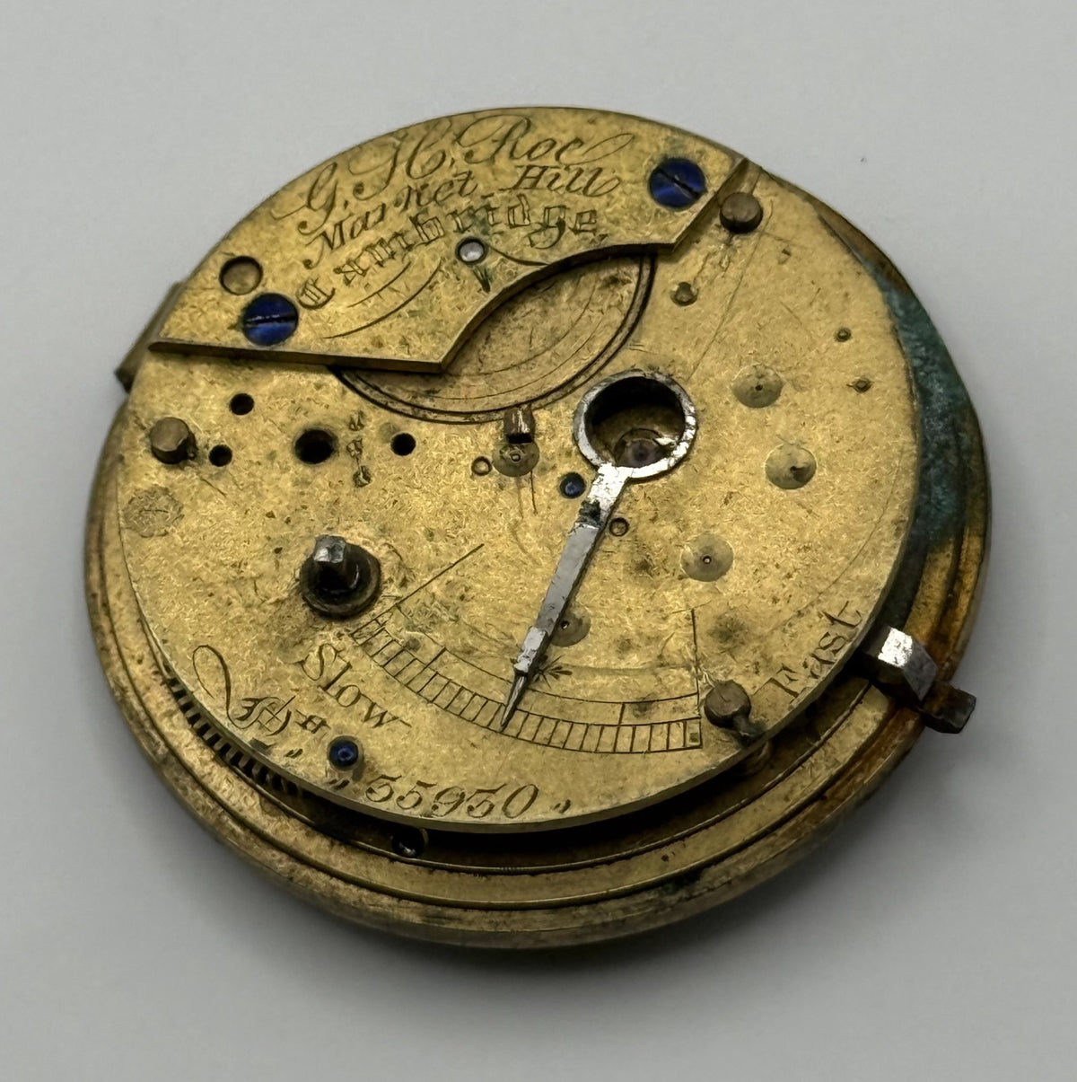 English Lever Fusee Pocket Watch Movement - G.H. Roc Cambridge - Parts / Repair