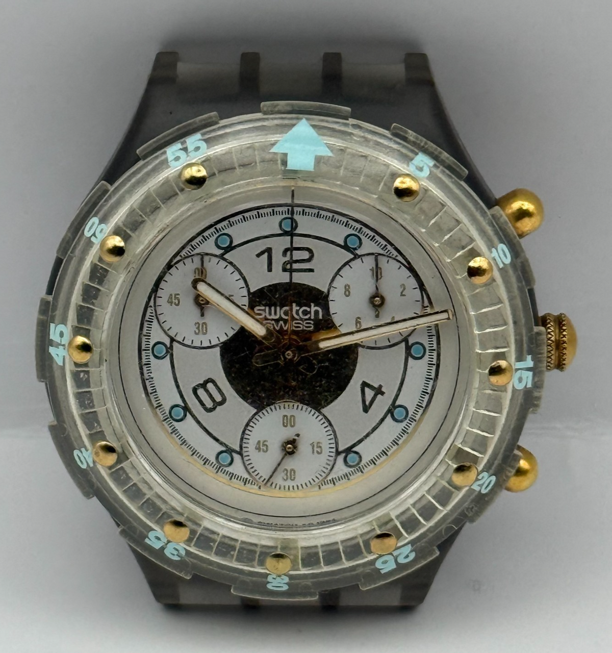 Vintage Swatch Aqua Chrono Watch SEM100 Golden Rivet 1995 ETA Quartz 40mm Parts