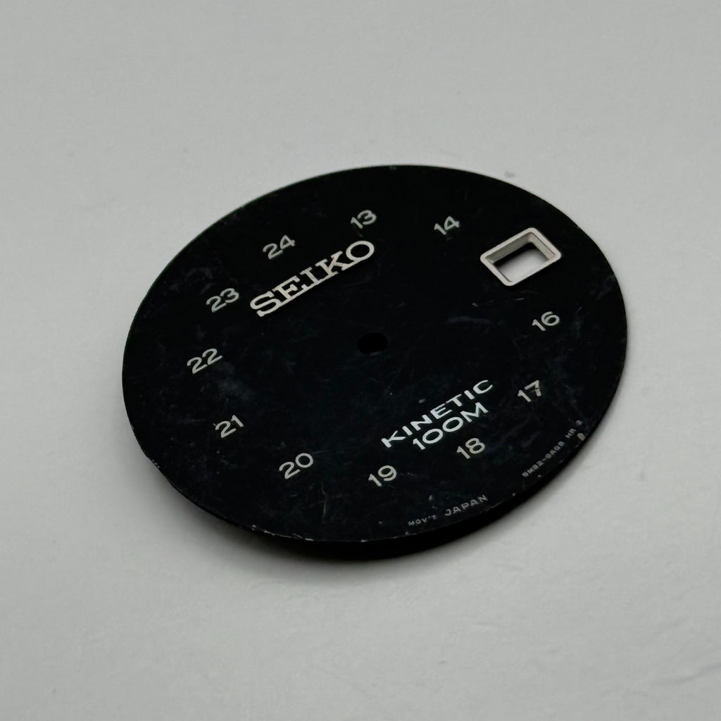 Seiko 5M62-0A09 Watch Dial Kinetic 100M Black Vintage Spare Parts Repair 28.5mm