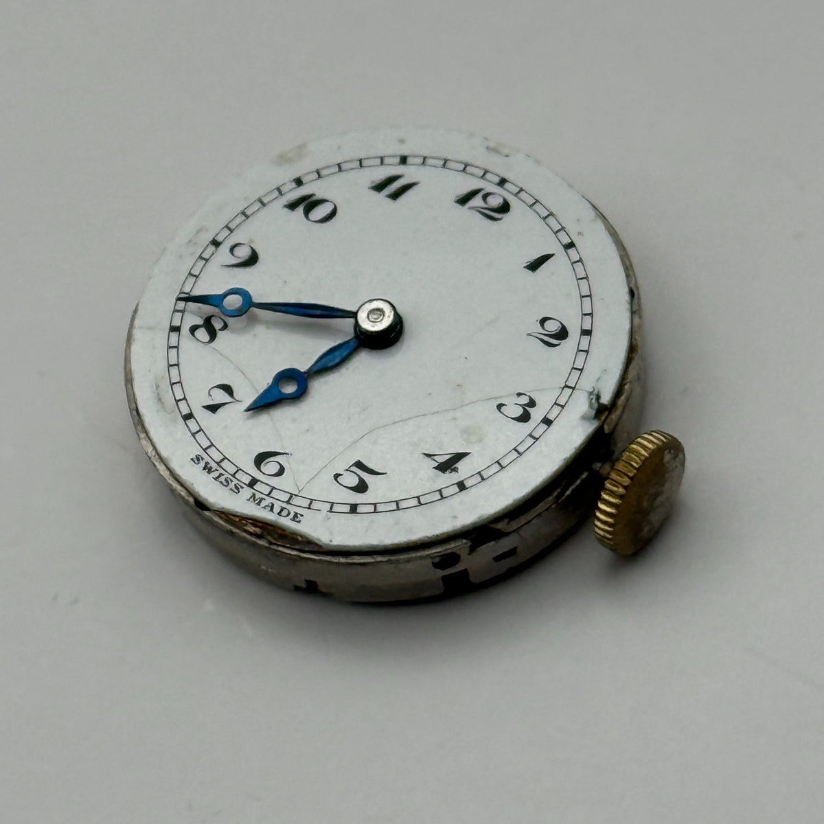 Unidentified Watch Movement Terminus Swiss Incomplete Parts Repair 19.3mm