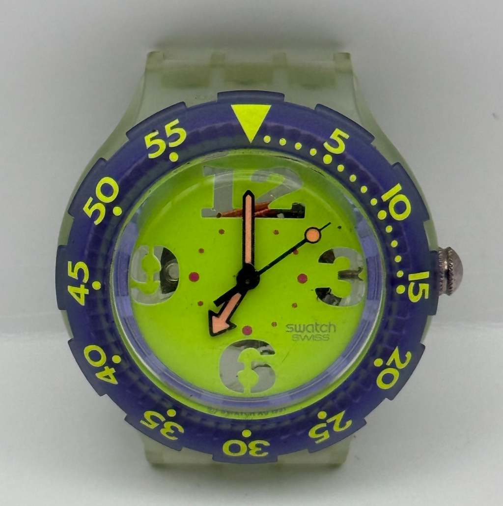 Vintage Swatch Scuba 200 Watch SDN103 Spray Up 1992 ETA Quartz Swiss 40mm Parts 
