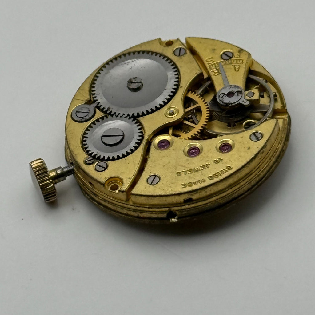 Unidentified Watch Movement Running 15 Jewels Swiss Manual Wind Parts 24.9mm