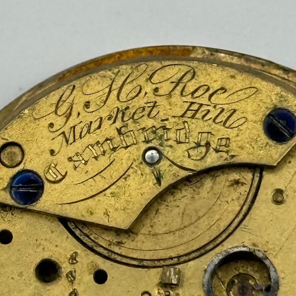 English Lever Fusee Pocket Watch Movement - G.H. Roc Cambridge - Parts / Repair