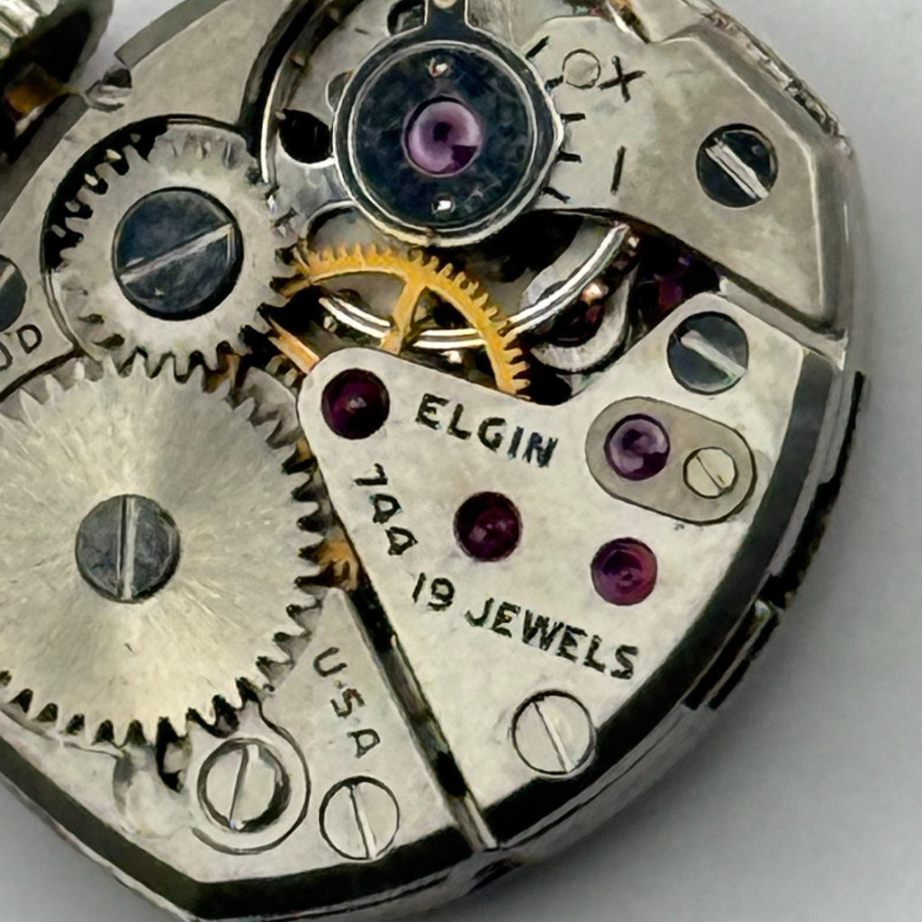 Elgin 744 Watch Movement 19 Jewels USA Manual Wind Vintage Parts Repair 13.6mm