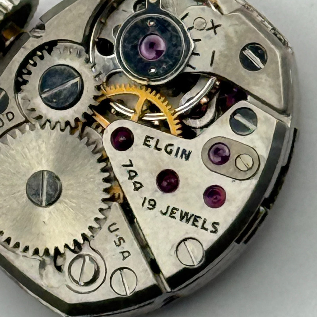 Elgin 744 Watch Movement 19 Jewels USA Manual Wind Vintage Parts Repair 13.6mm