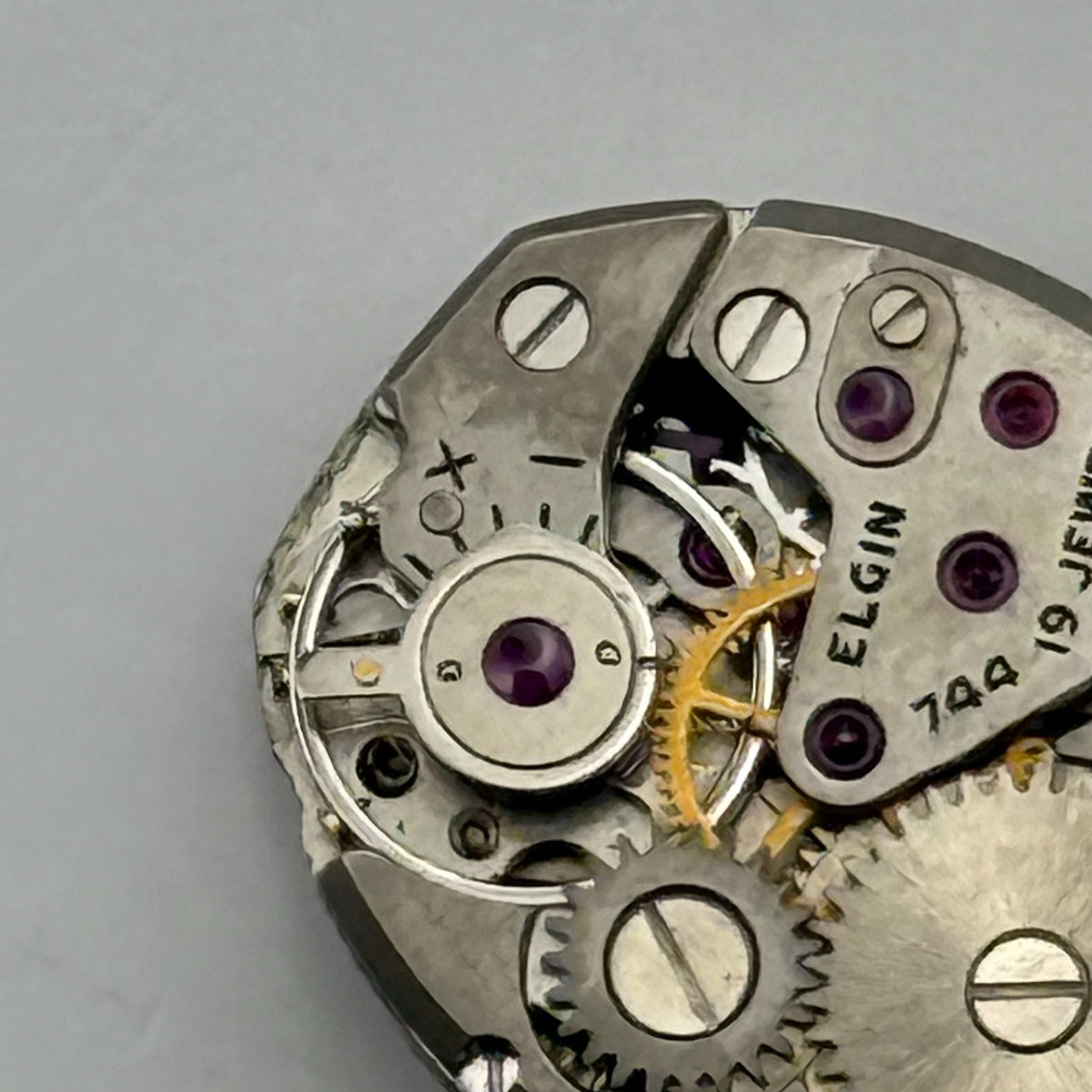 Elgin 744 Watch Movement 19 Jewels USA Manual Wind Vintage Parts Repair 13.6mm
