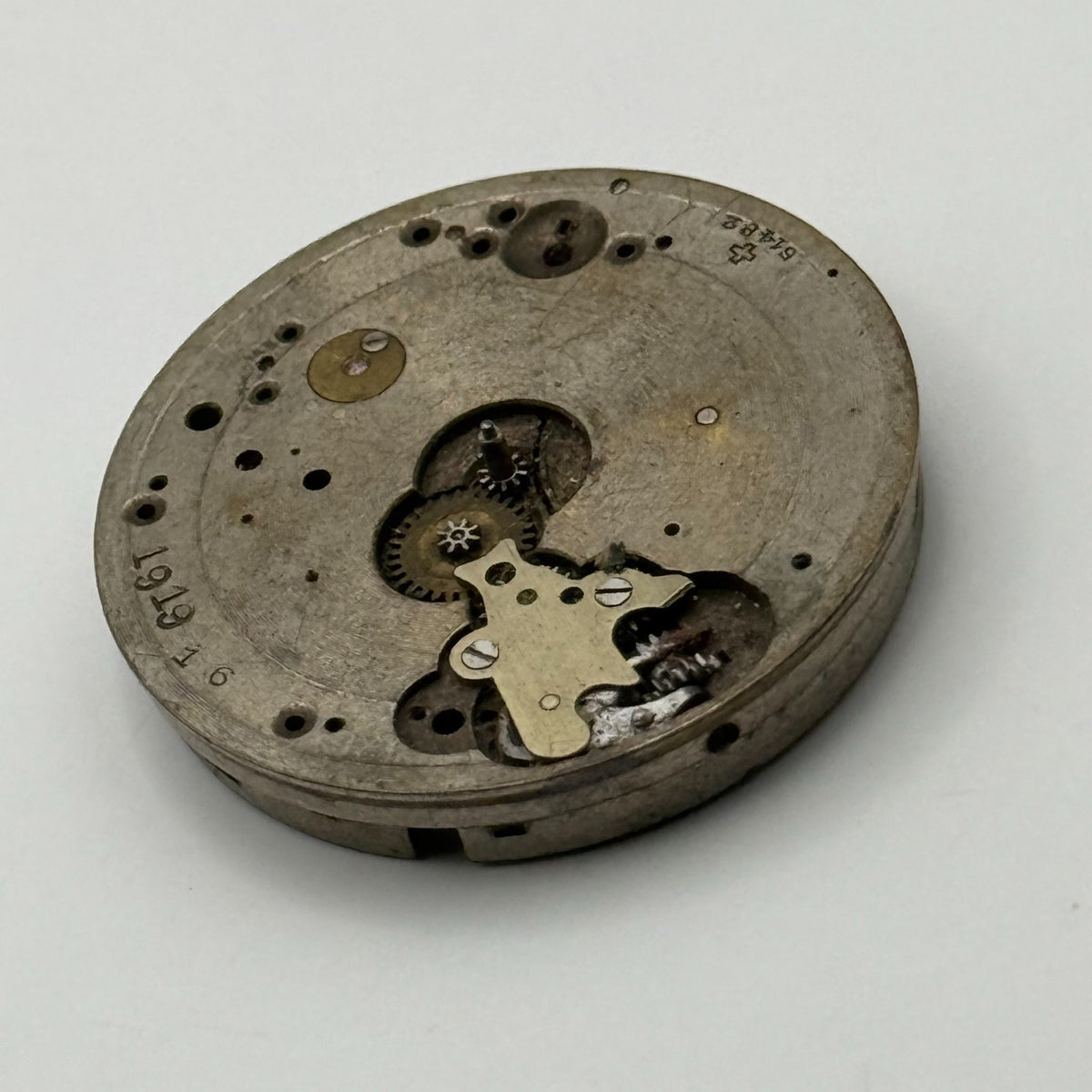FHF Patent 51482 Watch Movement Swiss 7 Jewels Incomplete Parts Repair 29.2mm