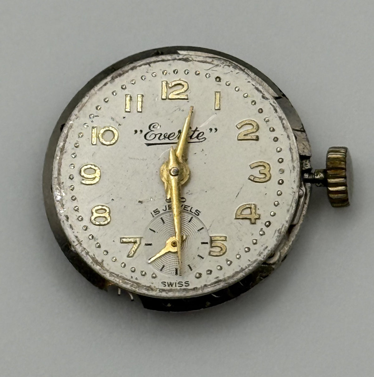 AS 1156 Watch Movement - A. Schild 1156 - Everite - Running - For Parts / Repair