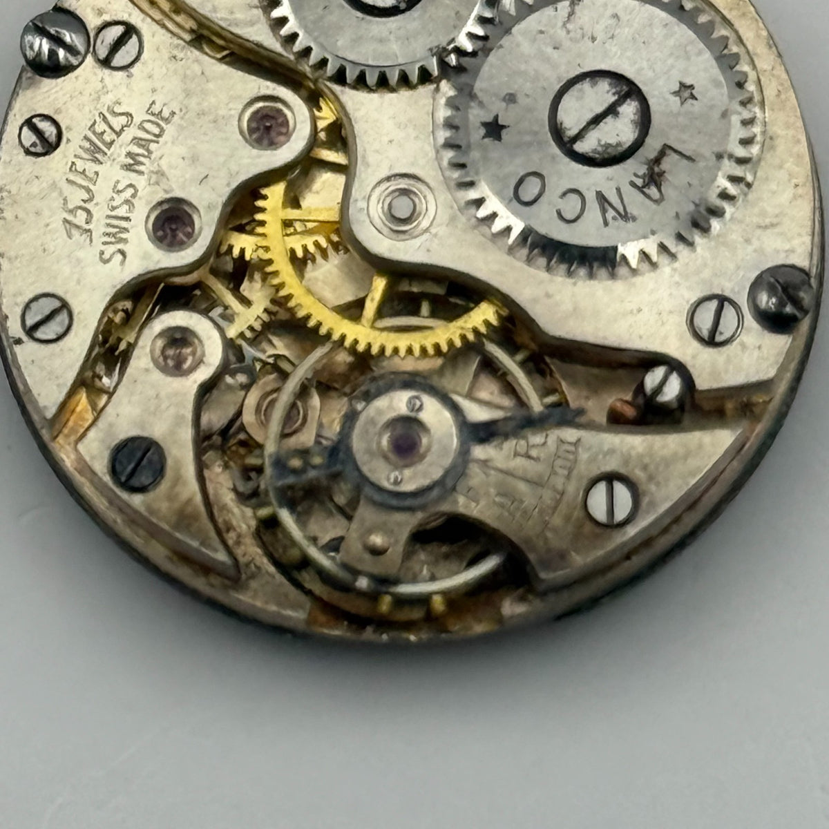 Lanco Watch Movement 15 Jewels Swiss Manual Wind Vintage Parts Repair 23.6mm