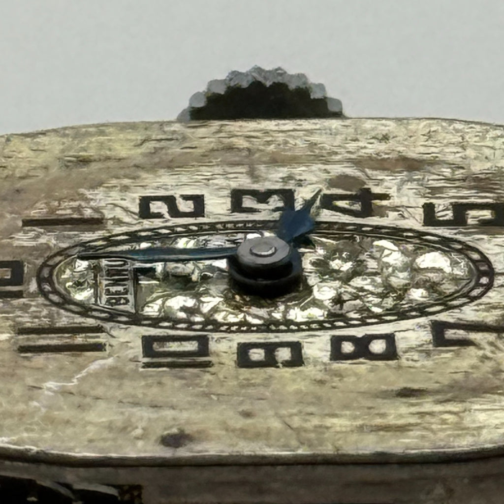 Benrus Watch Movement 6 Jewels 2 ADJ Black Cabochon Crown Parts Repair 24.6mm