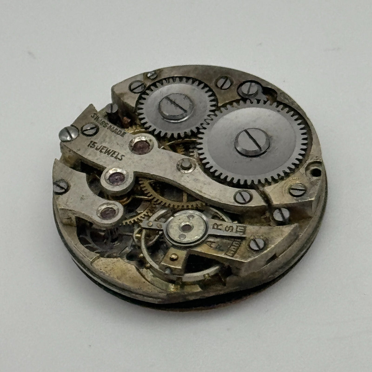 Porcelain Dial Watch Movement Swiss 15 Jewels Manual Wind Parts 23.7mm 