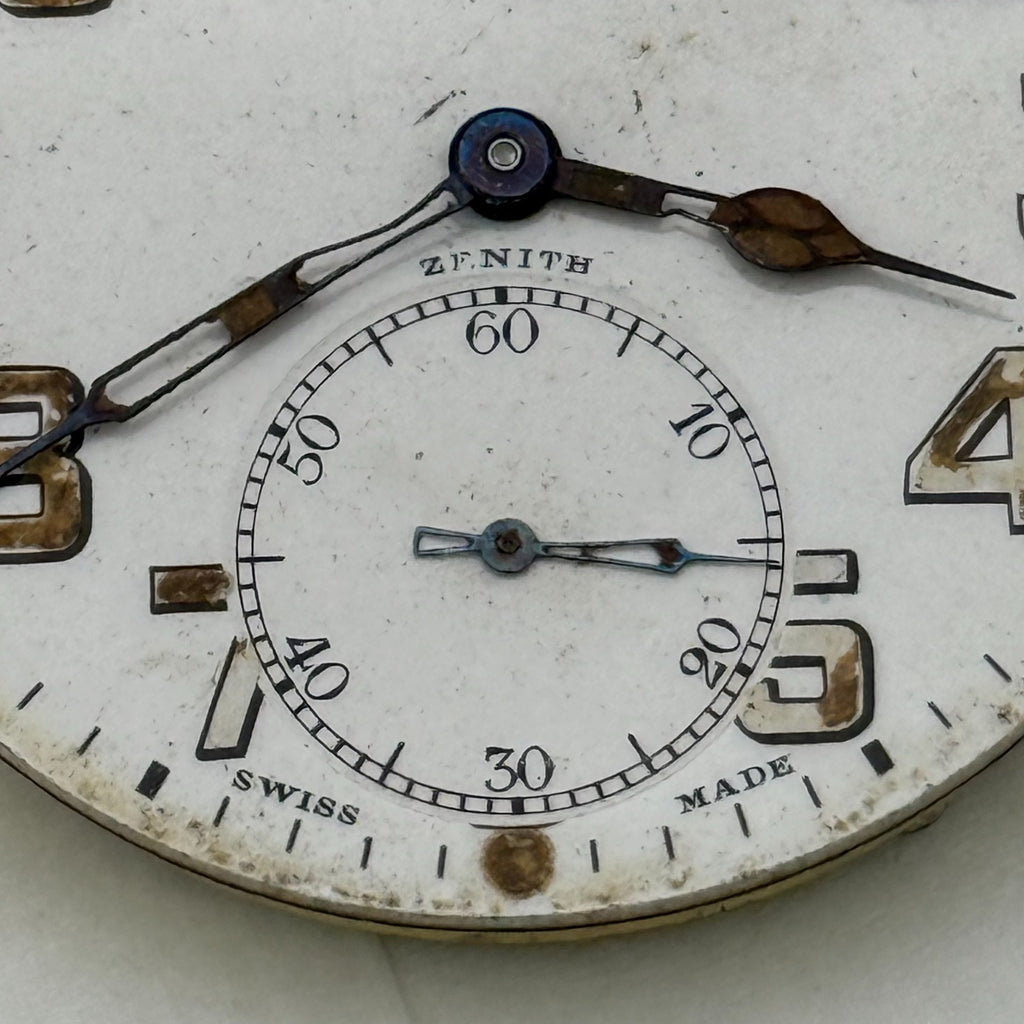 Zenith Pocket Watch Movement Sub Seconds Swiss Vintage Parts Repair 43.7mm
