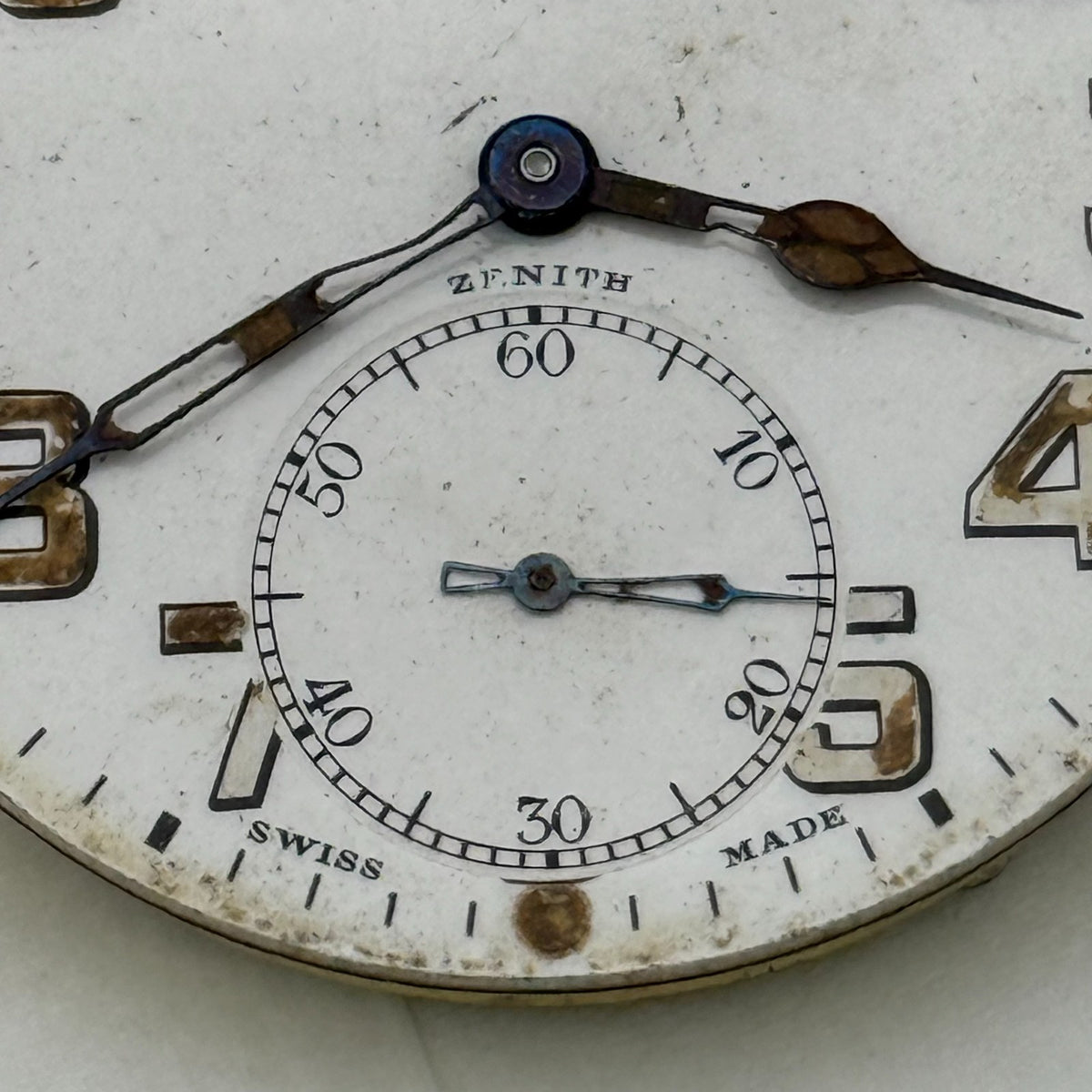 Zenith Pocket Watch Movement Sub Seconds Swiss Vintage Parts Repair 43.7mm