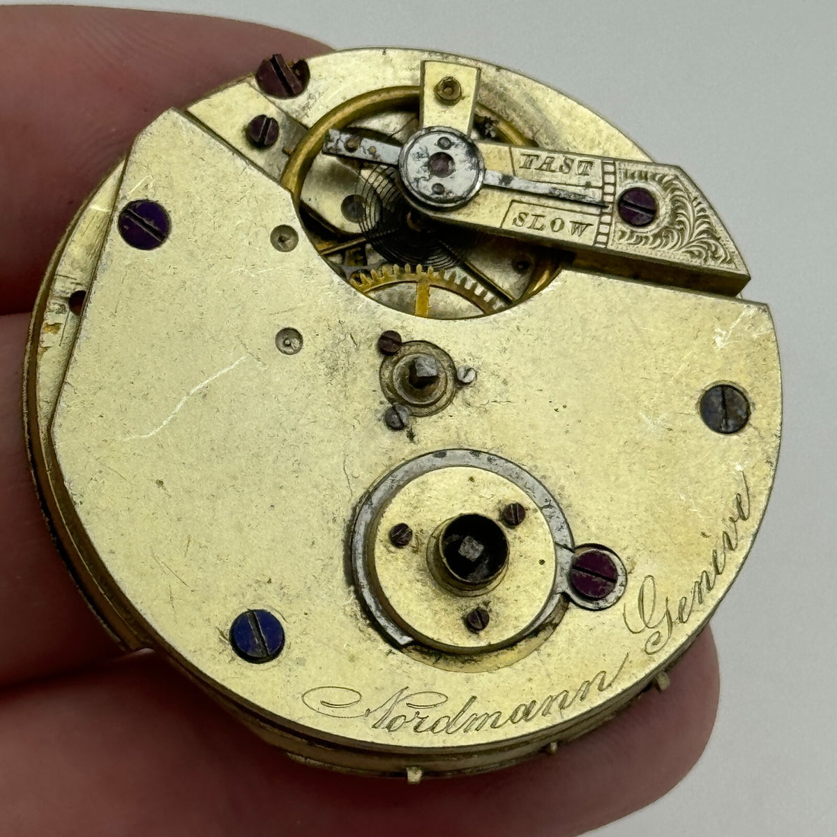 Nordmann Geneve Antique Key Wound Pocket Watch Movement Parts Repair 40.7mm