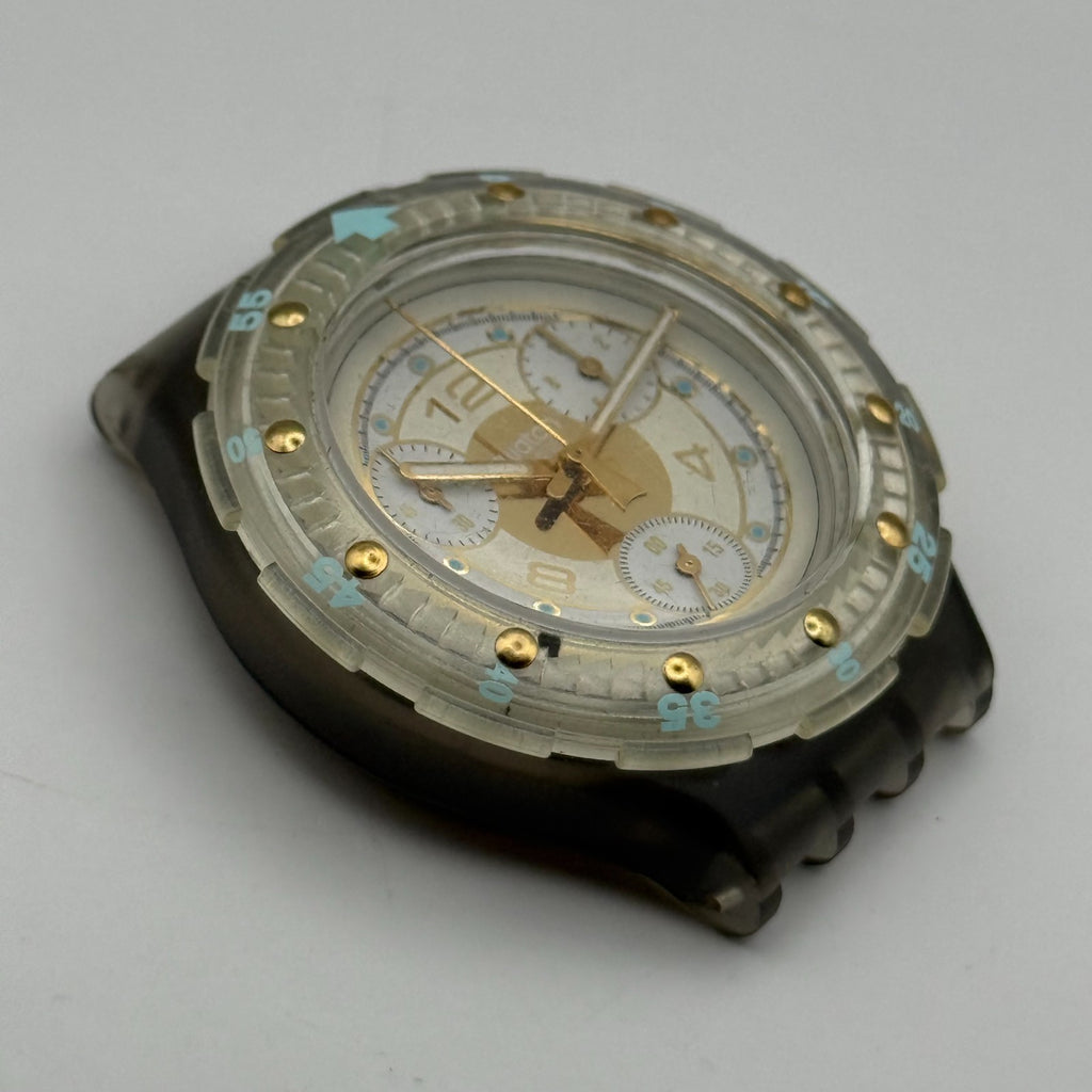 Vintage Swatch Aqua Chrono Watch SEM100 Golden Rivet 1995 ETA Quartz 40mm Parts