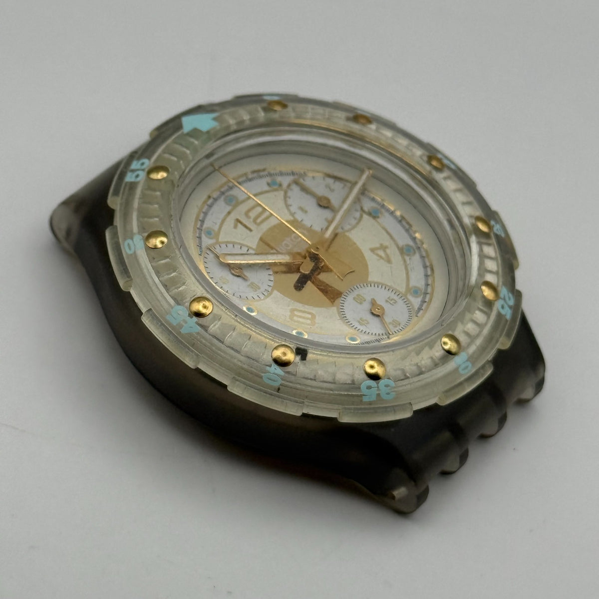 Vintage Swatch Aqua Chrono Watch SEM100 Golden Rivet 1995 ETA Quartz 40mm Parts