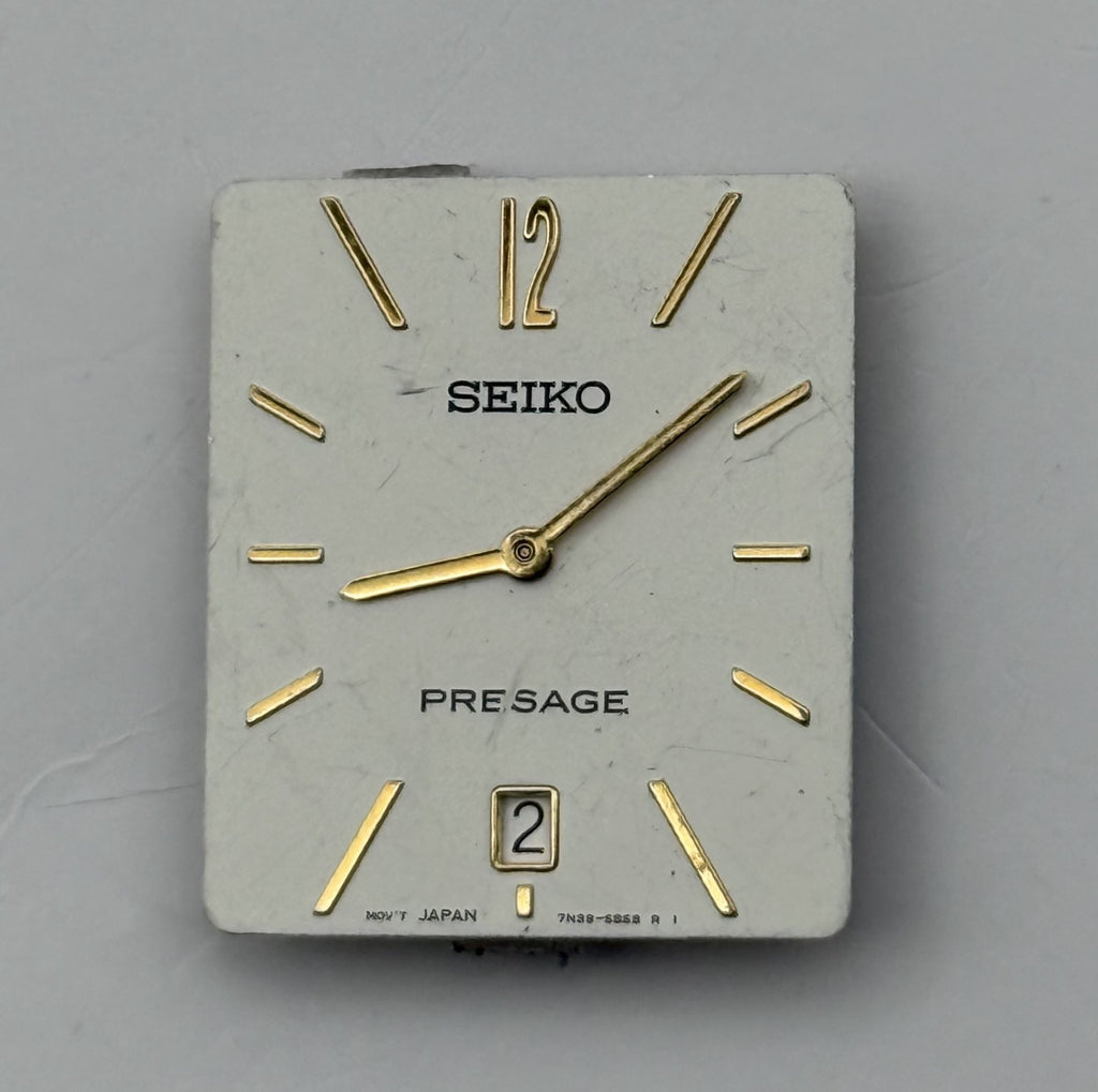 Seiko 7N39-6B68 Watch Dial Presage Rectangular White Spare Parts Repair 21.9mm
