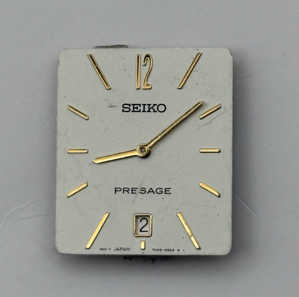 Seiko 7N39-6B68 Watch Dial Presage Rectangular White Spare Parts Repair 21.9mm
