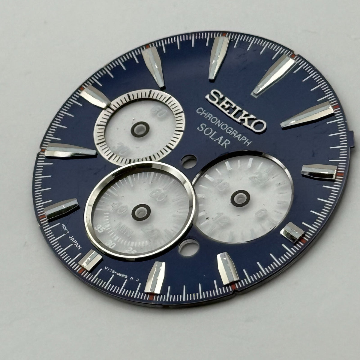 Seiko V178-0EB8 Watch Dial Chronograph Solar Blue Spare Parts Repair 33.1mm