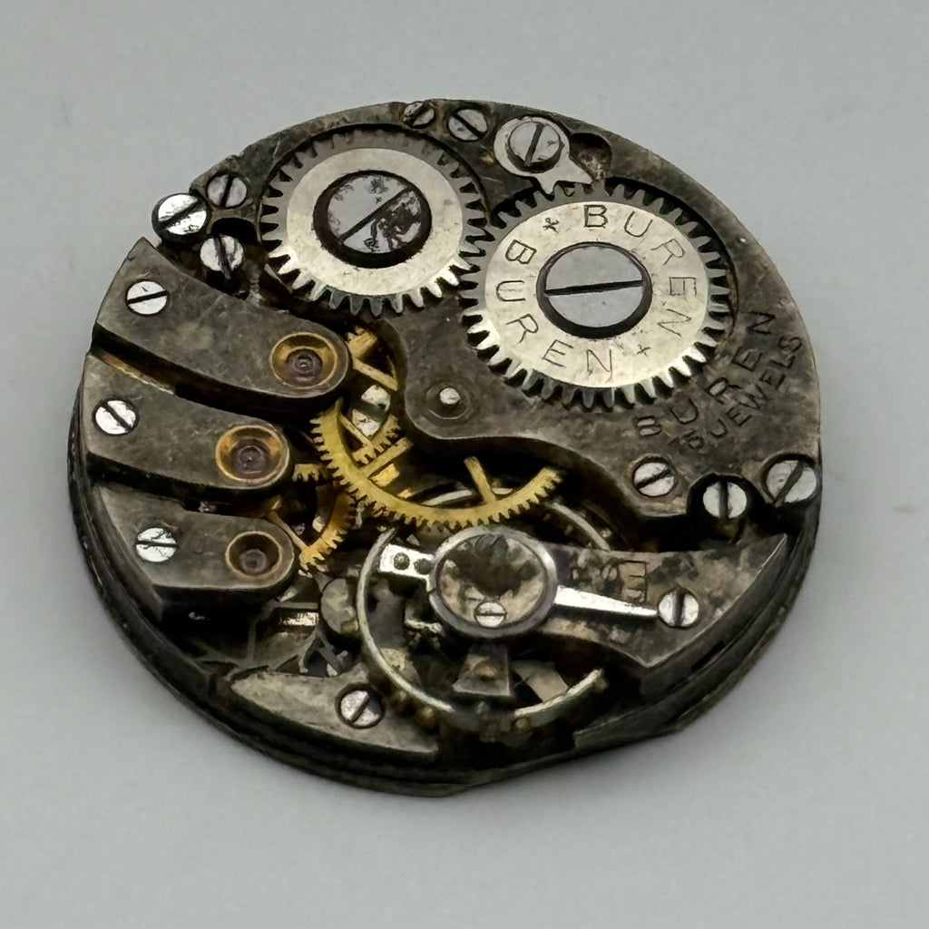Buren 8 3/4 15 Jewels Watch Movement - For Parts / Repair - 19.7mm