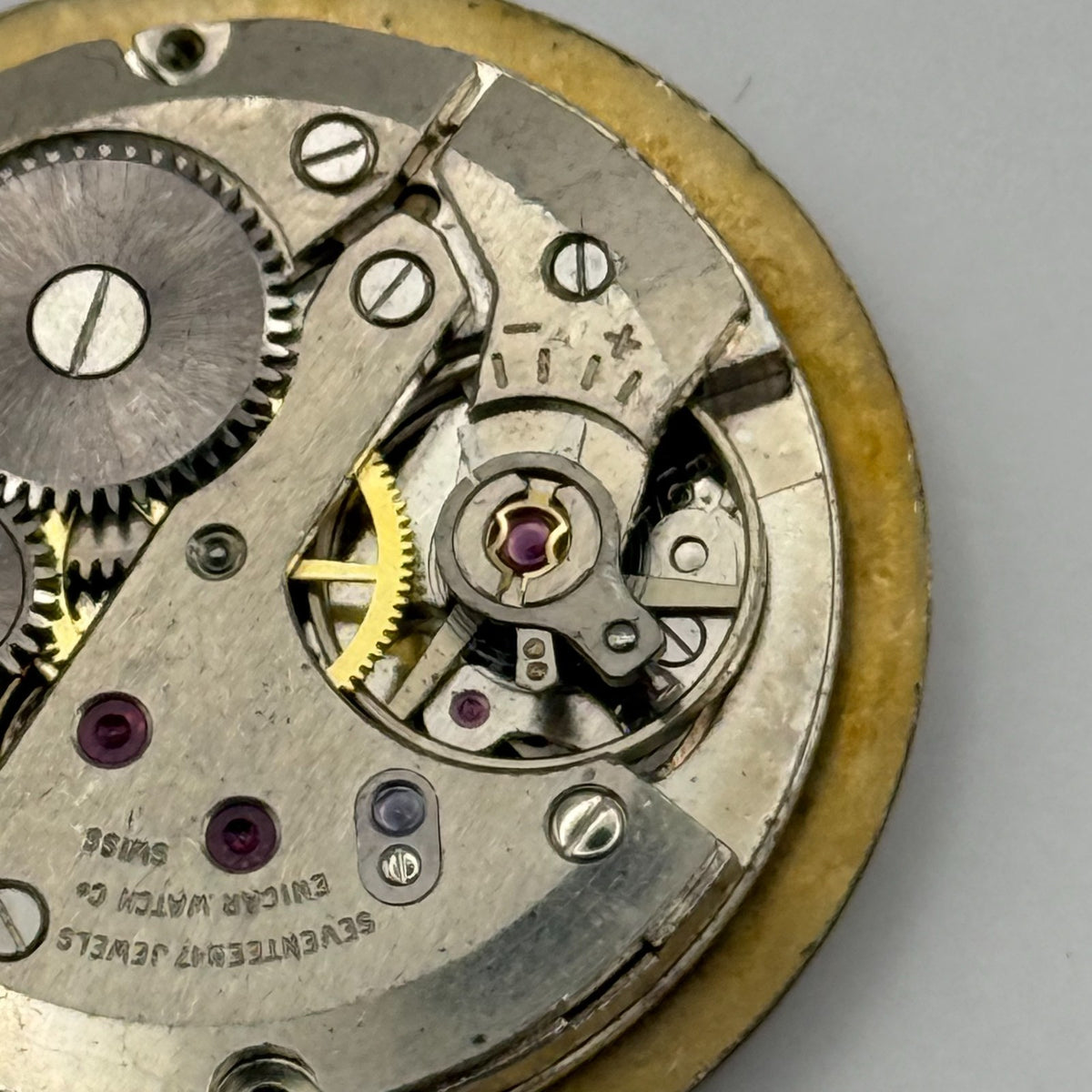 Enicar 1012B Watch Movement A-R 17 Jewels Running Manual Wind Vintage Parts 26mm
