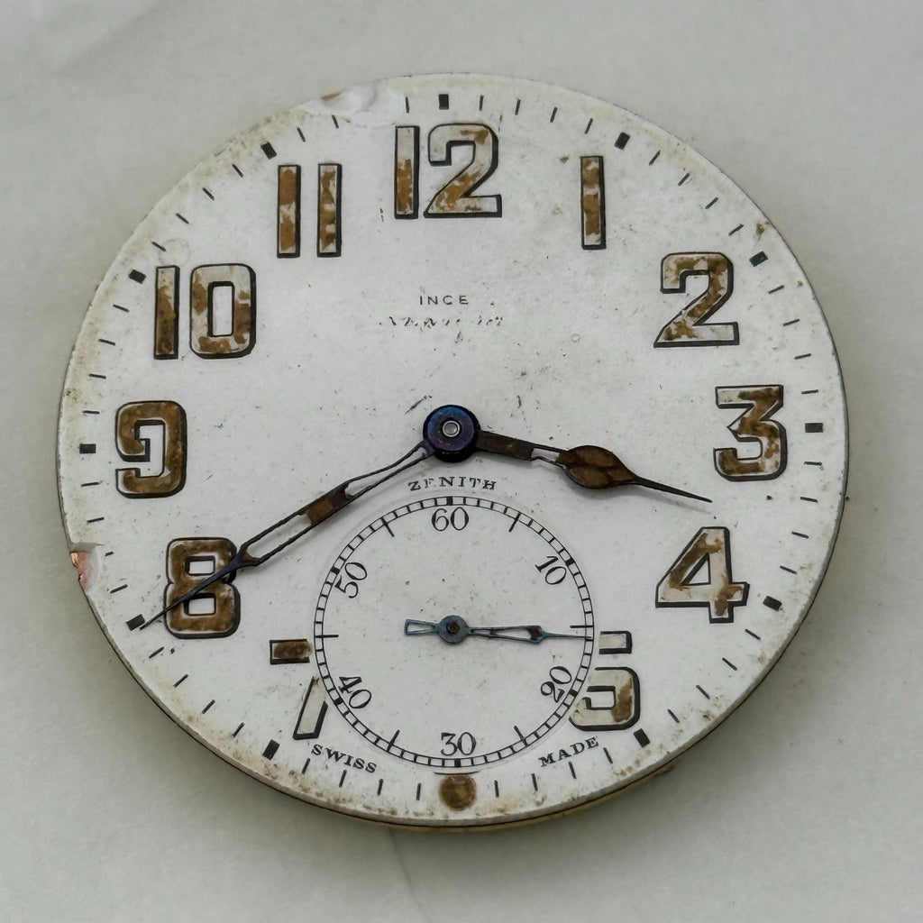 Zenith Pocket Watch Movement Sub Seconds Swiss Vintage Parts Repair 43.7mm