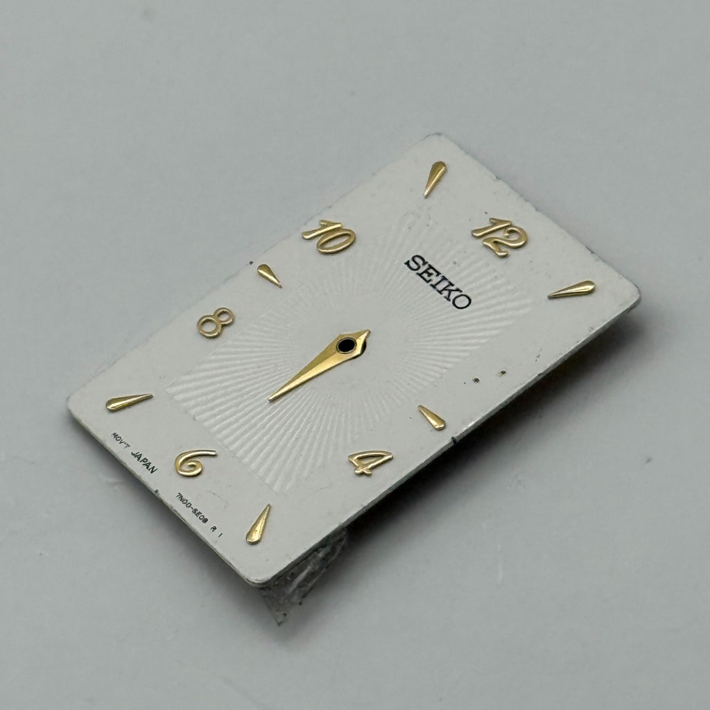 Seiko 7N00-5E08 Watch Dial Rectangular White Japan Spare Parts Repair 17.8mm