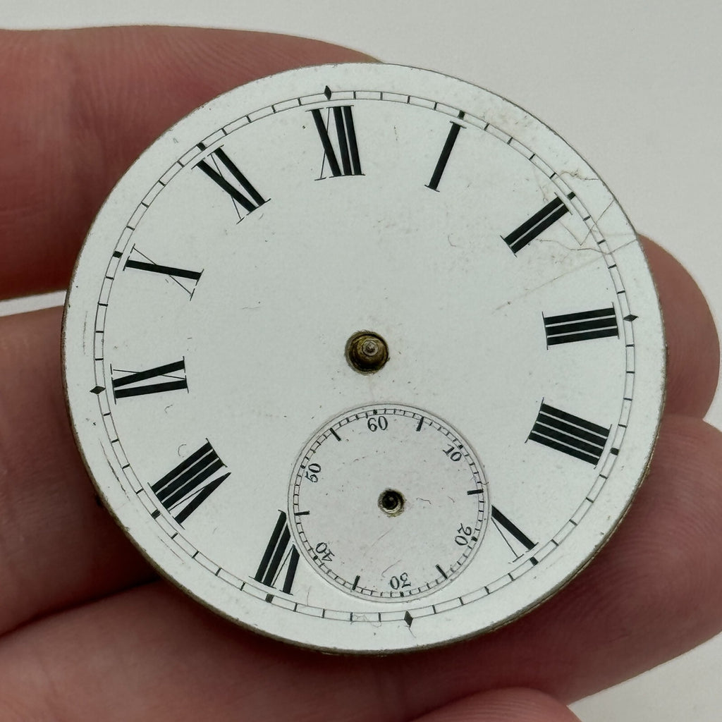 Antique Key Wound Pocket Watch Movement Dial Parts Repair Spares 38.6mm
