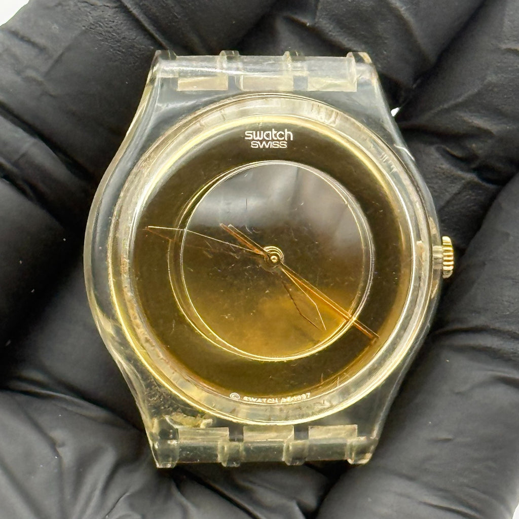 Vintage Swatch Jam Watch AG 1997 Gold Tone ETA Quartz Swiss 33mm Parts 